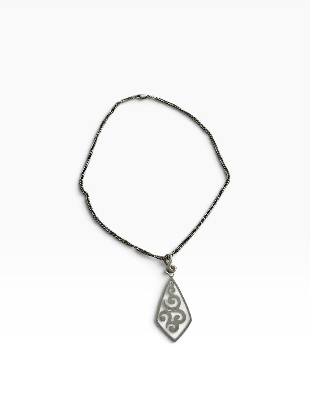 Sterling Silver Filigree Teardrop Pendant Necklace - Silver - Picture 2 of 6